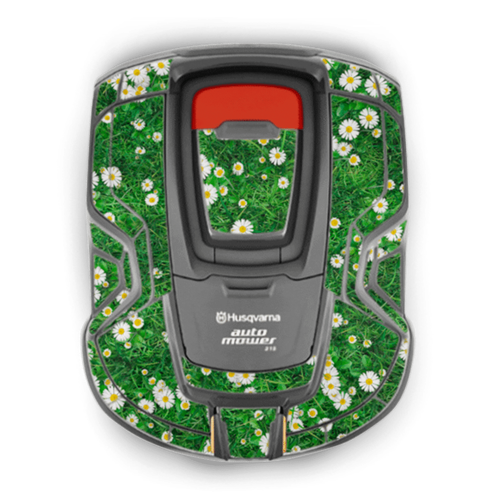Robotplæneklipper med blomstermotiv