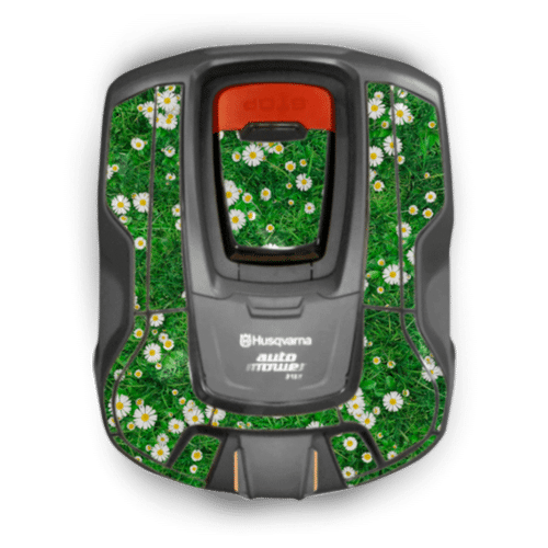 Robotplæneklipper med blomstermønster