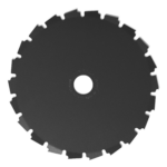 Rund savklinge mod sort baggrund