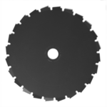 Billede af en cirkulær savklinge mod sort baggrund