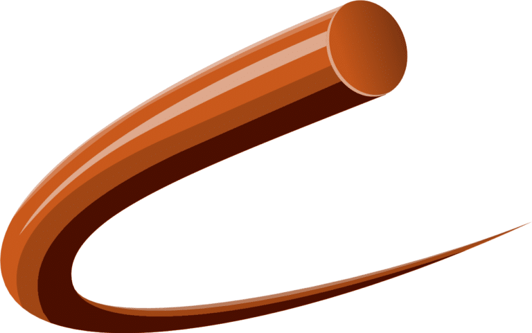 En buet brun og orange 3D-form