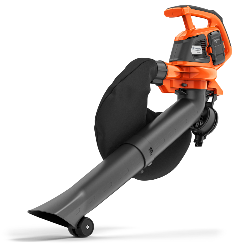 Løvsuger med orange og sort design.