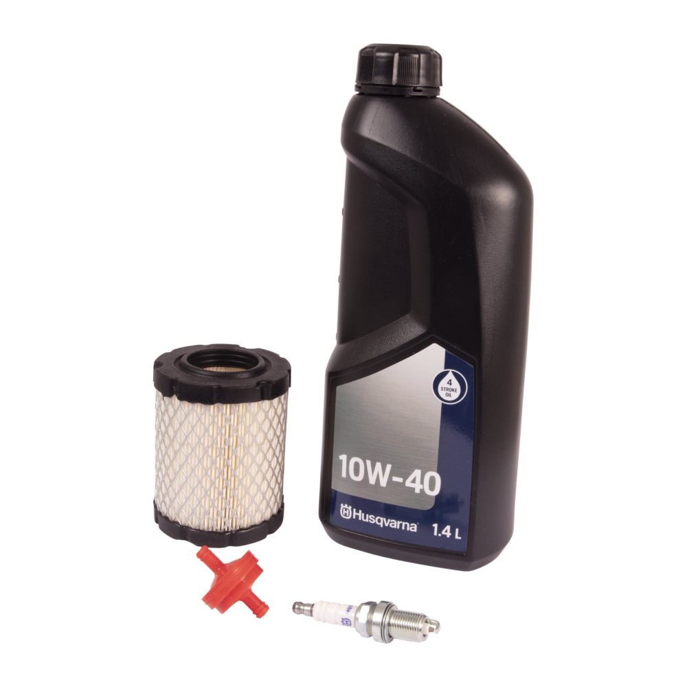 Vedligeholdelsessæt med olie, filter, tændrør og brændstofhane