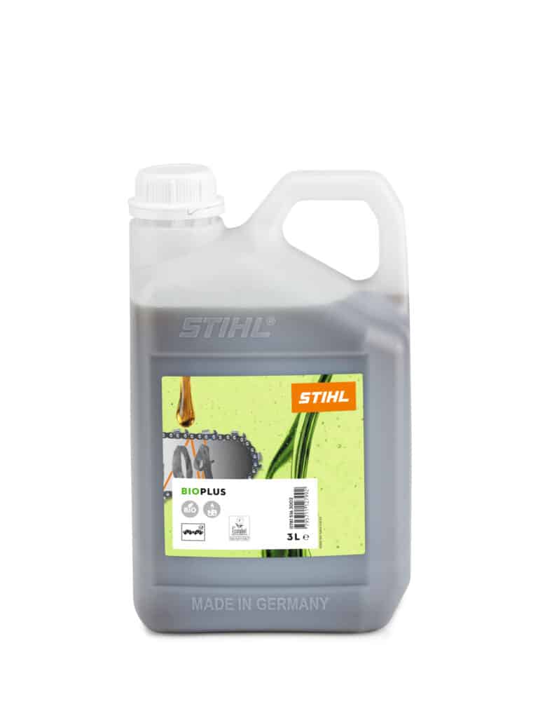 3 liters STIHL Bioplus Kædeolie i plastbeholder.