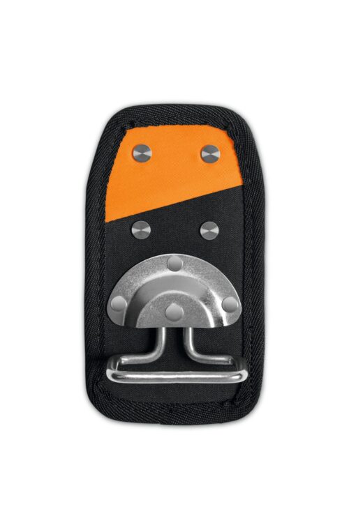 Forside 12 Sort og orange værktøjsbælteholder med metalbeslag