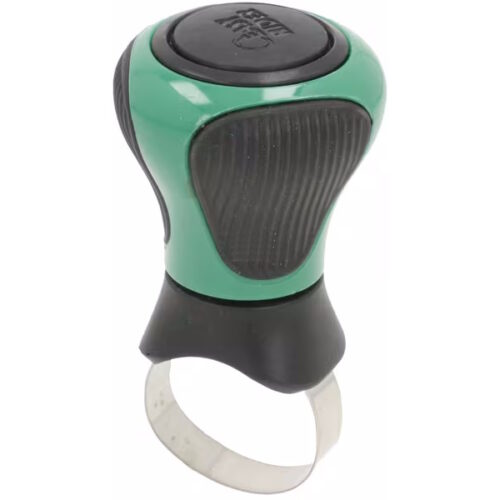 Et ergonomisk skraldehåndtag med metalbånd.