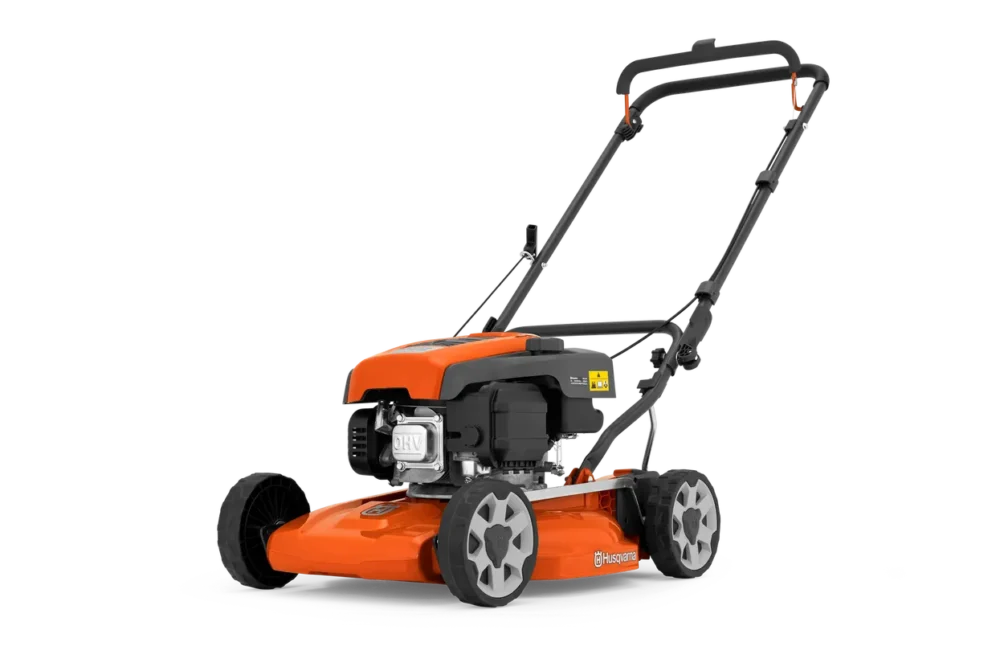 Orange og sort Husqvarna plæneklipper