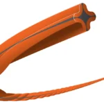 Orange, buet, rodformet struktur med en krydsformet tværsnitsprofil.