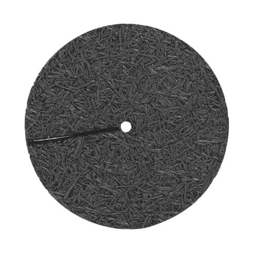 Rund sort savskive med et hul i midten.