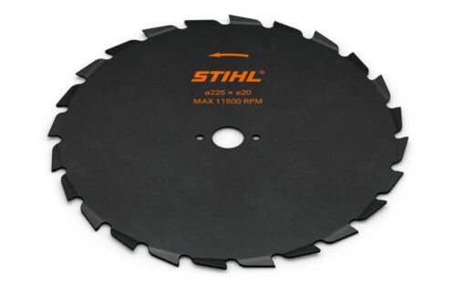 Sort rundsavklinge med orange mærkning fra Stihl