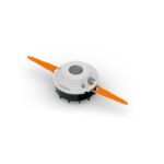 Rundsavsklinge med orange klinger og hvid beskyttelse.