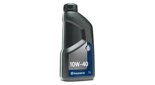 Flaske af Husqvarna 10W-40 motorolie.