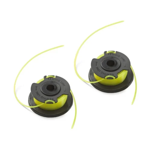 To græstrimmertrådsspoler med gul line