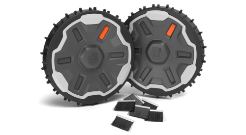 To grå hjul og kulbørster.