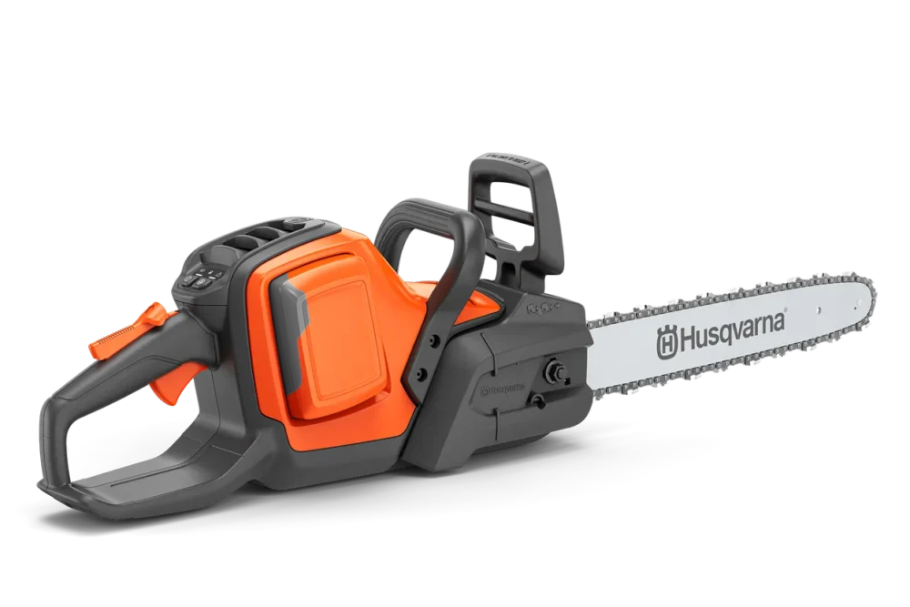 Husqvarna motorsav med orange og sort design.