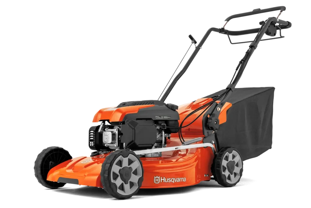 Orange og sort Husqvarna plæneklipper