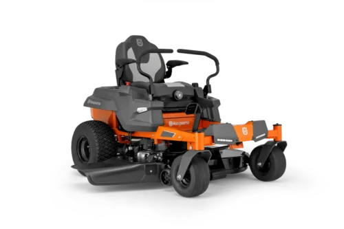 Husqvarna zero-turn plæneklipper i orange og sort.