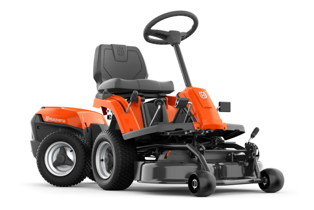 En orange havetraktor fra Husqvarna.