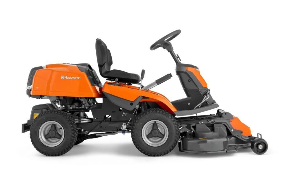 Husqvarna Rider plæneklipper i siden vist profil.