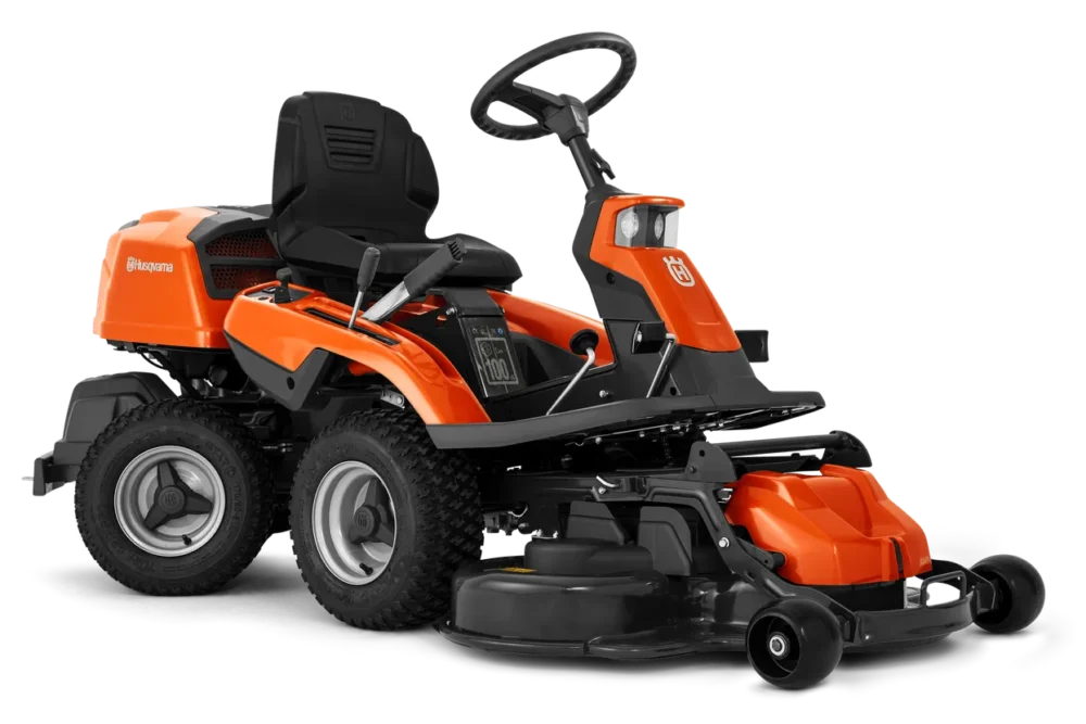 Orange plænetraktor fra Husqvarna